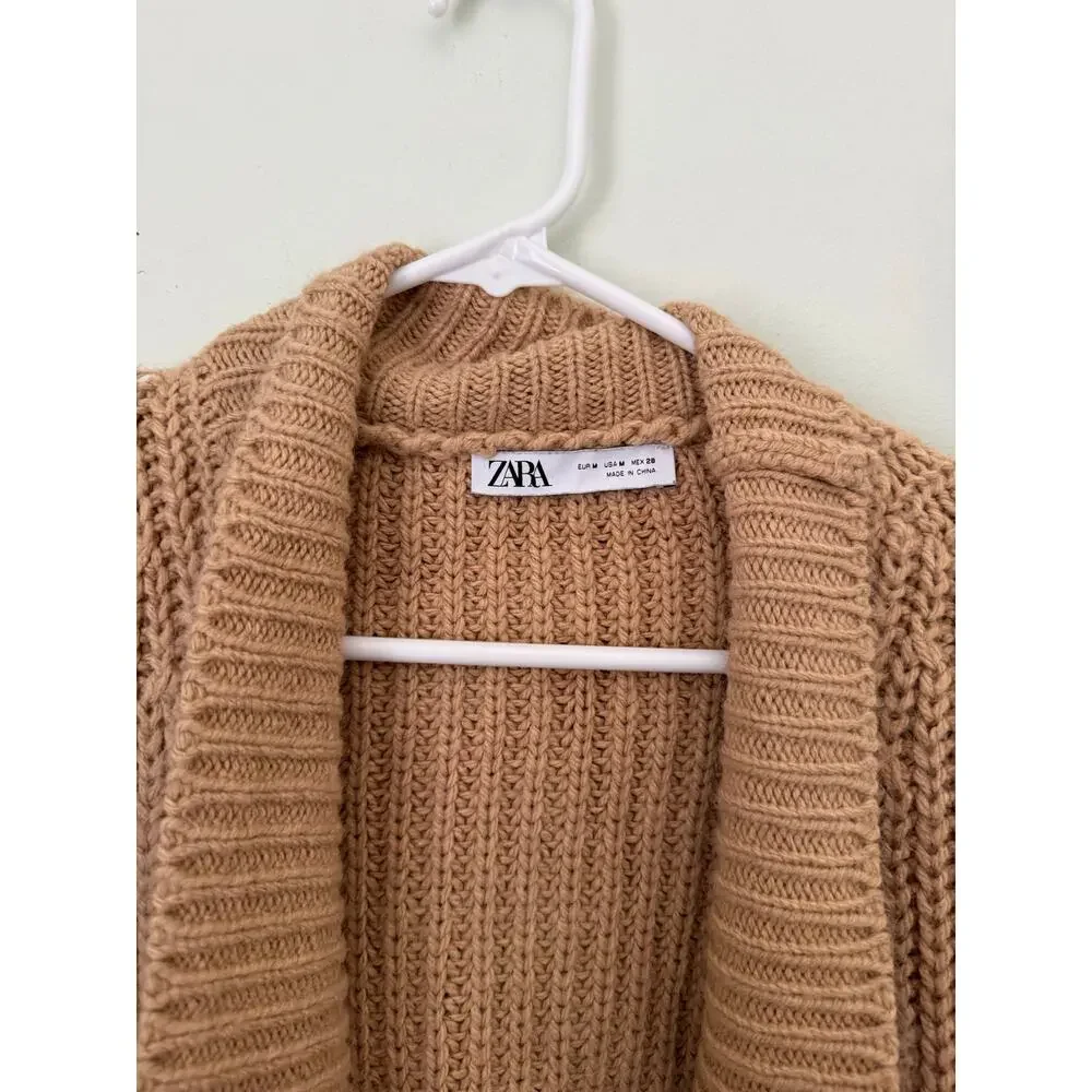 Open Front Baggy Oversized Chunky Knit Zara Cardigan Sweater with Pockets